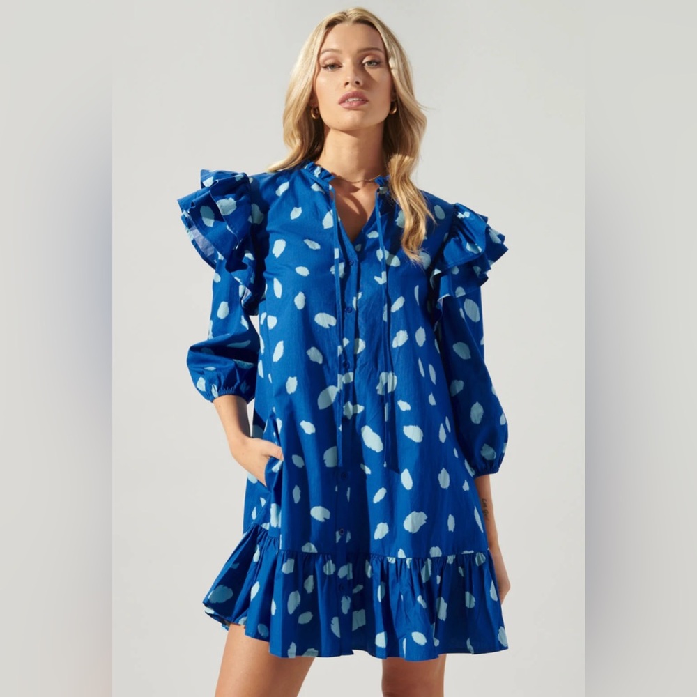 Sugarlips Blue and White Ruffle Dress
